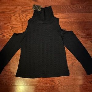 Black Turtle Neck Cut out Sweater